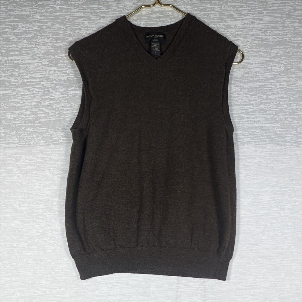 Banana Republic Merino Wool Vest Mens Large Brown Academia Preppy